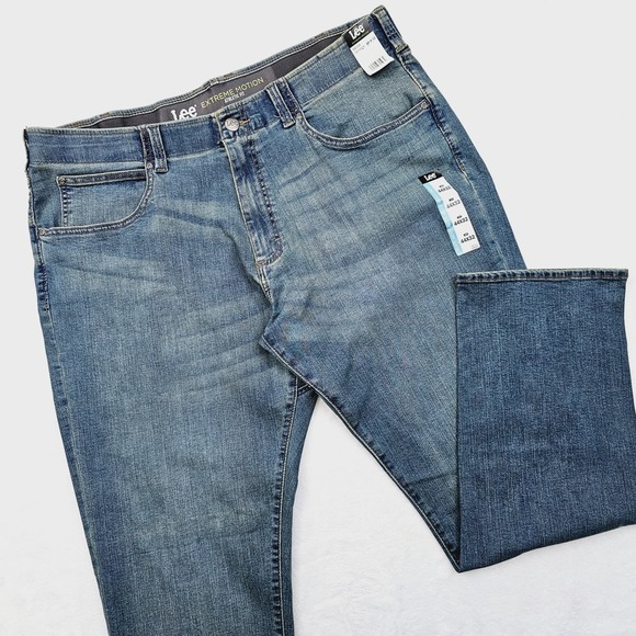 Lee Other - NEW Lee Extreme Motion Jeans Men 44W 32L Blue Athletic Tapered Leg Performance